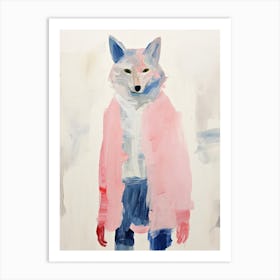 Playful Illustration Of Wolf For Kids Room 1 Art Print