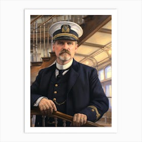 Titanic Captain Edward Smith Vintage Illustration 2 Art Print