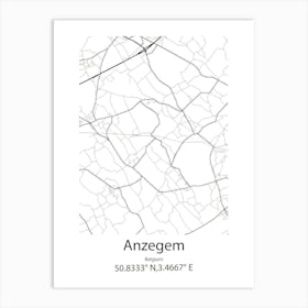 Anzegem,Belgium Minimalist Map Art Print