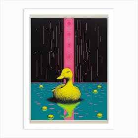 Duck In The Pond Abstract Linocut Inspired Portrait Art Print