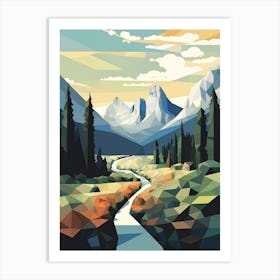 Yosemite Valley View   Geometric Vector Illustration 2 Art Print