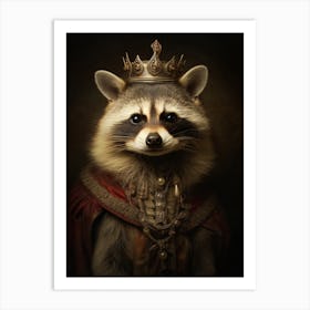 Vintage Portrait Of A Barbados Raccoon Wearing A Crown 2 Art Print