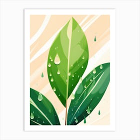 Wet Japandi Leaves Art Print
