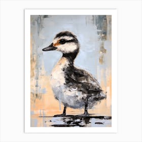 Minimalist Portrait Of A Duckling Black & White 8 Art Print