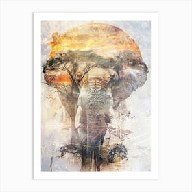 Poster Elephant African Animal Illustration Art 03 Art Print