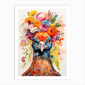 Bird With A Flower Crown Pheasant 8 Art Print