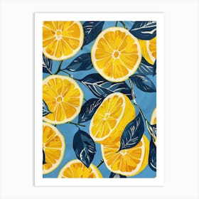 Lemons On Blue 1 Art Print