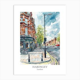 Haringey London Borough   Street Watercolour 2 Poster Art Print