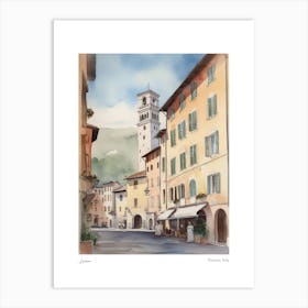Lucca, Tuscany, Italy 3 Watercolour Travel Poster Art Print