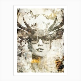 Poster Deer Stag Ink Illustration Art 06 Art Print