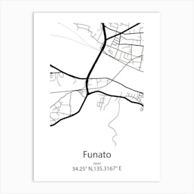 Funato,Japan Minimalist Map Art Print