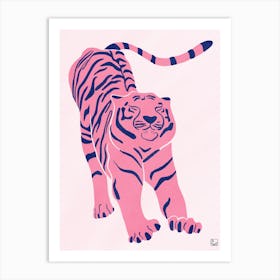 Tiger Doesnt Lose Sleep Pink Animal Art Print