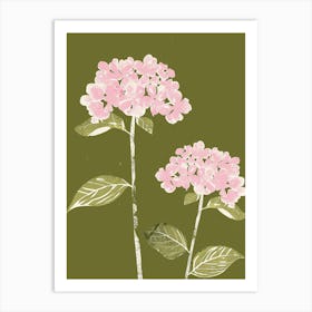 Pink & Green Hydrangea 1 Art Print
