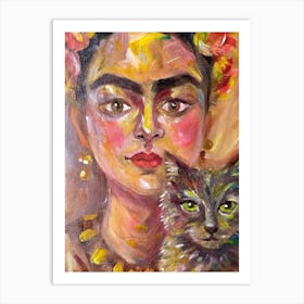 Frida And Cat Poster