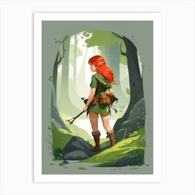 Dreamshaper V7 Illustration Of A Redhead Elf Woman Ranger With 0 Art Print