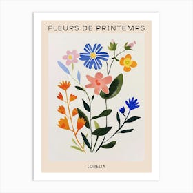 Spring Floral French Poster  Lobelia 3 Art Print