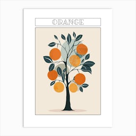 Orange Tree Minimalistic Drawing 1 Poster Art Print