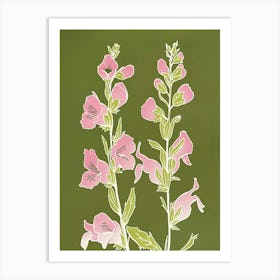 Pink & Green Aconitum 2 Art Print