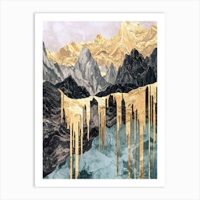 Grampian Mountains Golden Peaks - Abstract Gold Art Print