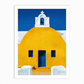 Mellow Yellow Chapel Santorini Art Print