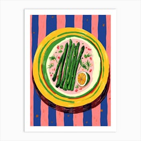 A Plate Of Green Beans, Top View Food Illustration 2 Art Print