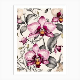 Orchids Seamless Pattern Art Print