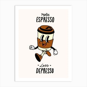 More Espresso Less Depresso Retro Vintage Kitchen Art Print