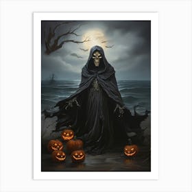 Skeleton On The Beach Art Print