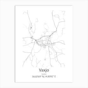 Vaxjo,Sweden Minimalist Map Art Print