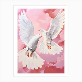 Pink Ethereal Bird Painting Pigeon 3 Art Print