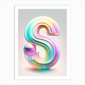S, Alphabet Rainbow Bubble 4 Art Print