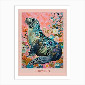 Floral Animal Painting Elephant Seal 1 Poster Art Print