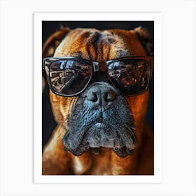 Boxer Dog In Sunglasses Art Print