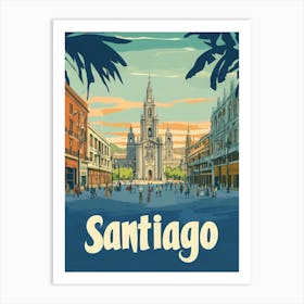 Aihrgdesign A Classic 1960s Travel Poster For Santiago 1 Art Print