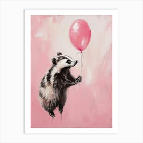 Cute Badger 3 With Balloon Art Print