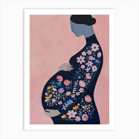 Pregnant Woman With Flowers Art Print