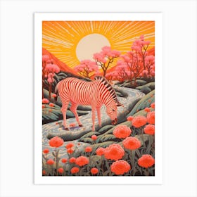 Zebra In The Wild Pink 2 Art Print
