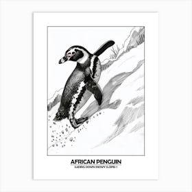 Penguin Sliding Down Snowy Slopes 7 Poster Art Print