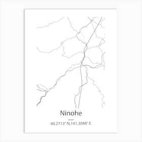 Ninohe,Japan Minimalist Map Art Print