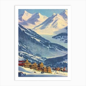 Tignes, France Ski Resort Vintage Landscape 1 Skiing Poster Art Print