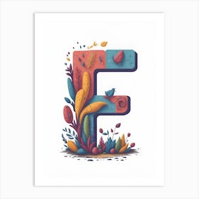 Colorful Letter F Illustration 1 Art Print