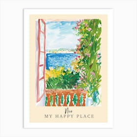 My Happy Place Nice 3 Travel Poster Art Print