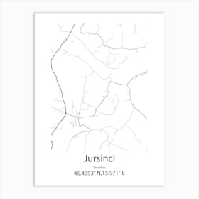 Jursinci,Slovenia Minimalist Map Poster