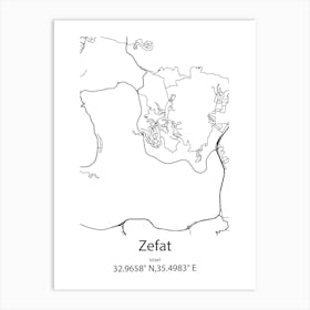 Zefat,Israel Minimalist Map Art Print