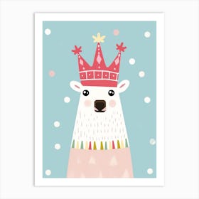 Little Llama 3 Wearing A Crown Art Print