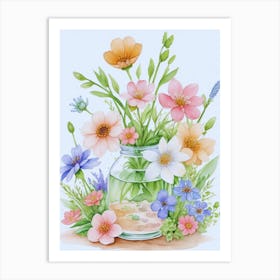 Flowers In A Jar 3 Art Print