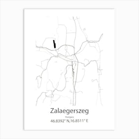 Zalaegerszeg,Hungary Minimalist Map Art Print