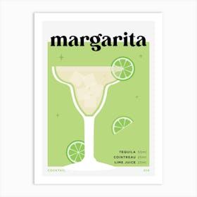 Margarita in Green Cocktail Recipe Art Print