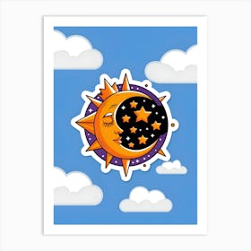 Sun And Moon Sticker Art Print