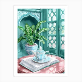 Teapot And Book Art Print